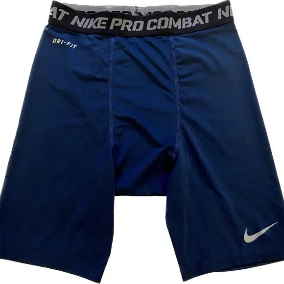 NIKE Pro Combat Dri-Fit Compression Shorts Navy Medium Excellent